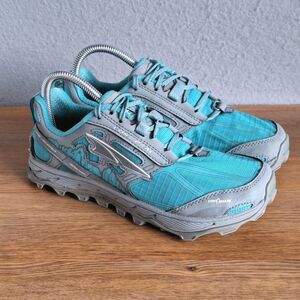 Altra Lone Peak 4 Trail Running Shoes Women 7 Teal Blue Gray Athletic Sneakers
